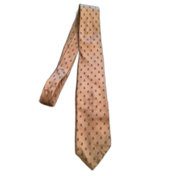 CHRISTIAN DIOR VINTAGE SILK TIE KHAKI NAVY BLUE PAISLEY PRINT - Picture 1 of 5